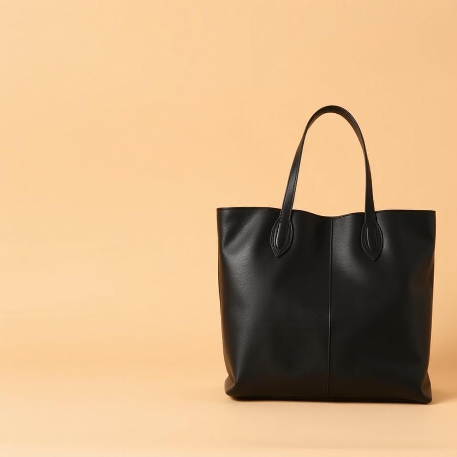 Black leather tote